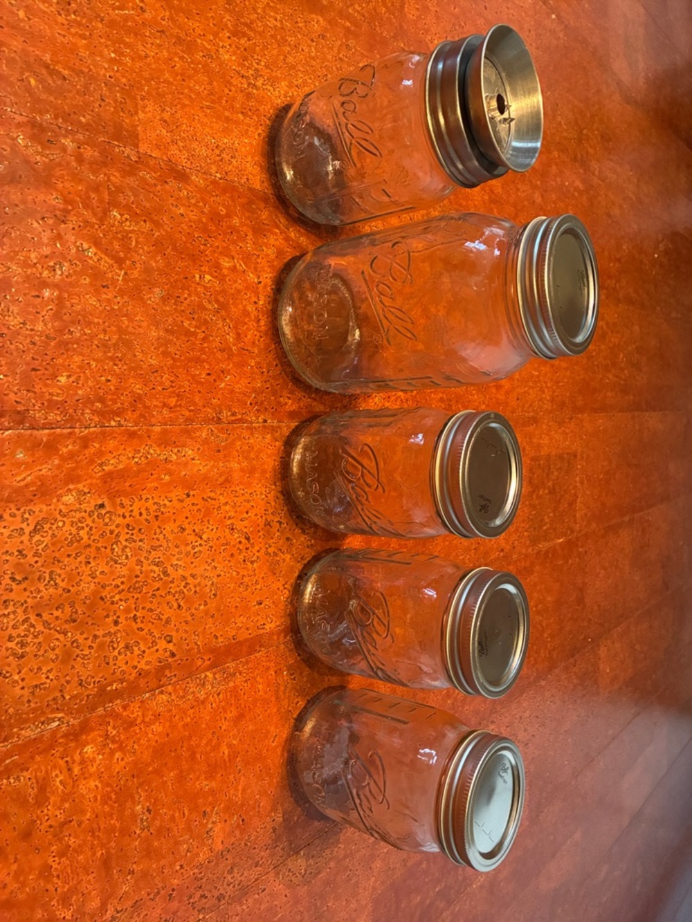 Ball Mason Jars with Sure Tight Metal Lids and One Kilner Spiralizer Top